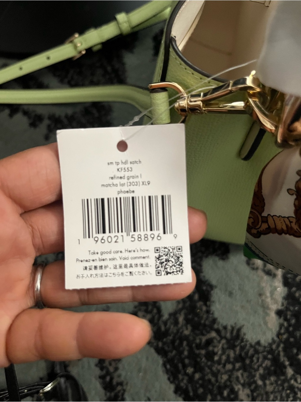 kate spade Light Green purse. Shouler strap area has a crease from hanging - Picture 10 of 16